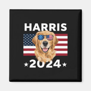 Aimant Election Kamala Harris 2024 Golden Retriever Dog U