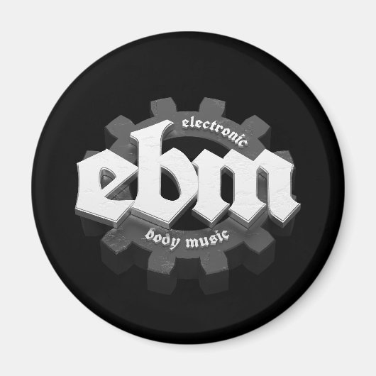 Aimant Electronic Body Music EBM lettrage V3 gris (Devant)
