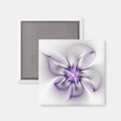 Aimant Élégance florale Art Abstrait Violet Fractal moder (Recto/Verso)