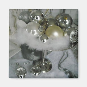 Aimant Élégance scintillante Décorations argent et blanc