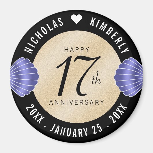 Aimant Élégant 17e anniversaire de Mariage de sable de pl (Devant)