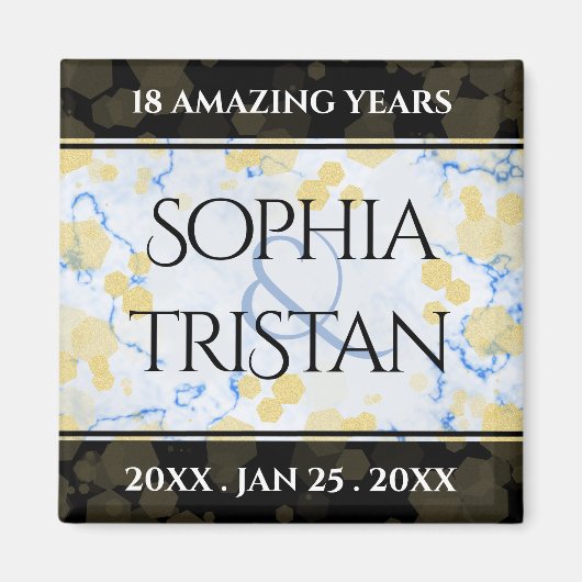 Aimant Élégant 18ème anniversaire de Mariage de porcelain (Devant)