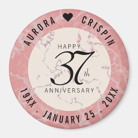 Aimant Élégant 37e anniversaire du Mariage Alabaster (Devant)