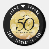 Aimant Élégant 50e anniversaire de Mariage d'or (Devant)