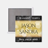 Aimant Élégant 50e anniversaire de Mariage d'or (Recto/Verso)