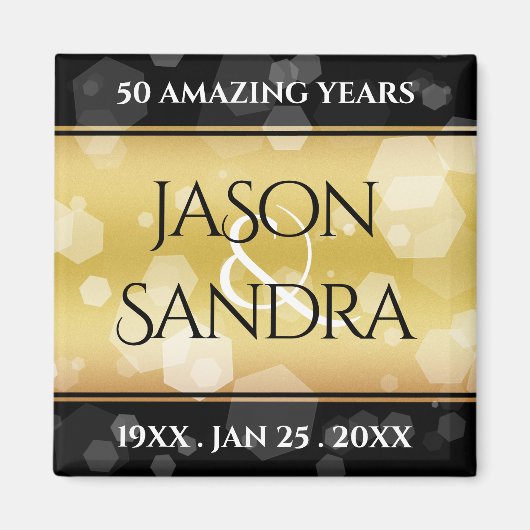Aimant Élégant 50e anniversaire de Mariage d'or (Devant)