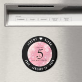 Aimant Élégant 5ème anniversaire Mariage de quartz Rose (In Situ (Lave-vaisselle))