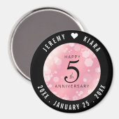 Aimant Élégant 5ème anniversaire Mariage de quartz Rose (Recto/Verso)