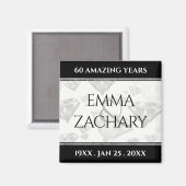Aimant Élégant 60ème 75ème anniversaire de Mariage de dia (Recto/Verso)