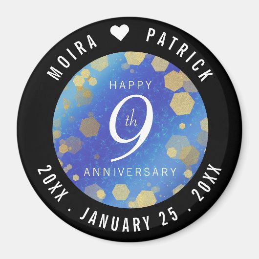 Aimant Élégant 9e anniversaire Mariage Lapis Lazuli (Devant)