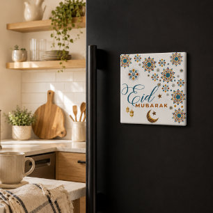 Aimant Elégant Aïd Moubarak calligraphie Lune Étoiles Isl