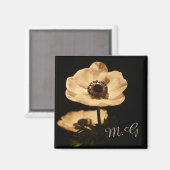 Aimant Elegant Anemone Flowers Initials (Recto/Verso)