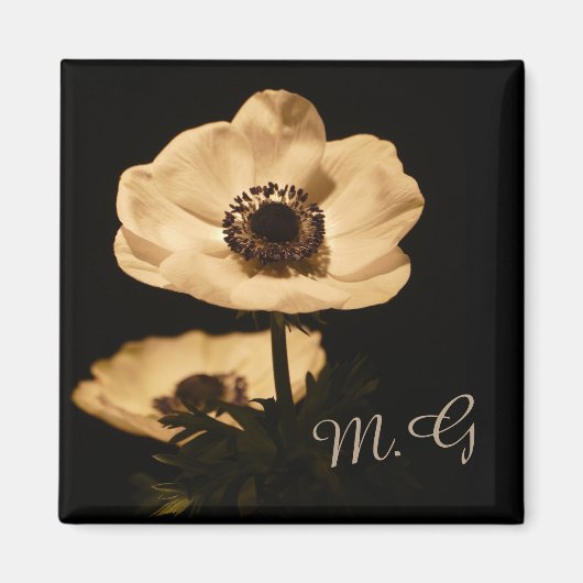 Aimant Elegant Anemone Flowers Initials (Devant)