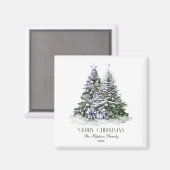 Aimant Elégant Aquarelle Arbre de Noël (Recto/Verso)