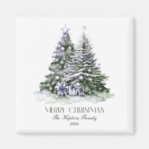Aimant Elégant Aquarelle Arbre de Noël