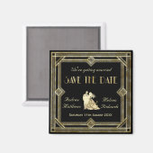 Aimant Elégant Art Déco Gold Black Enregistrer la date (Recto/Verso)