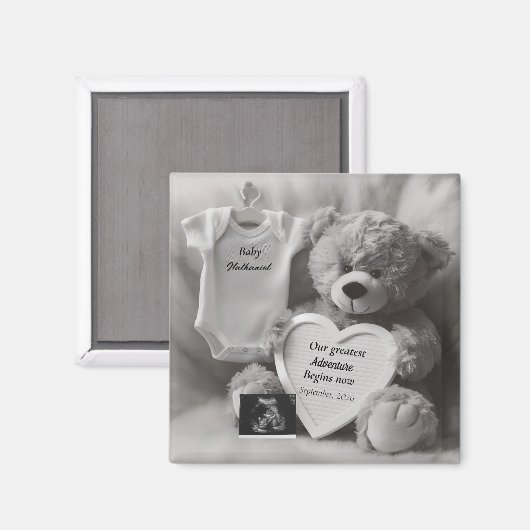 Aimant Elegant Black & White Pregnancy Announcement Gift (Recto/Verso)