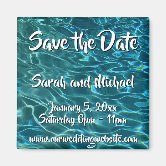 Aimant Elégant bleu eau turquoise motif vagues de lac océ (Devant)