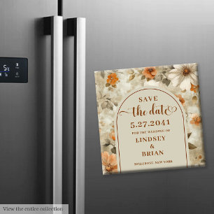 Aimant Élégant Boho Terreux Ivoire Olive Floral Sauvegard