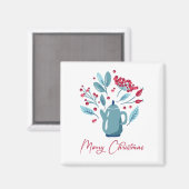 Aimant Elégant Bouquet de théière Joyeux Noël (Recto/Verso)