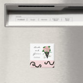 Aimant Elégant bouquet Mariage rose et noir (In Situ (Lave-vaisselle))