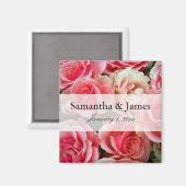 Aimant Élégant bouquet rose Mariage personnalisé (Recto/Verso)