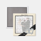 Aimant Élégant Carré de ruban noir diamant (Recto/Verso)