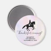 Aimant Elégant cavalier de Dressage sur aquarelle Anniver (Recto/Verso)