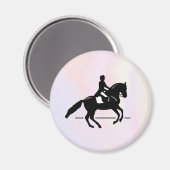 Aimant Elégant cavalier de Dressage sur un Arrière - plan (Recto/Verso)