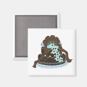 Aimant Élégant chocolat et gâteau bleu (Recto/Verso)