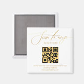 Aimant Élégant code QR rsvp écriture manuscrite dorée mar (Recto/Verso)