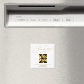 Aimant Élégant code QR rsvp écriture manuscrite dorée mar (In Situ (Lave-vaisselle))