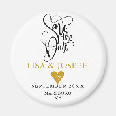 Aimant Élégant coeur d'or Enregistrer la date (Devant)