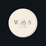 Aimant Élégant couple mariage initial crème naturelle<br><div class="desc">Élégant couple mariage initial crème naturelle</div>