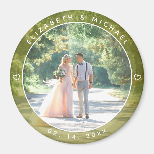 Aimant Elégant Couple Photo Printemps Été Mariage Favoris (Devant)
