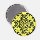 Aimant Élégant damas noir et jaune (Recto/Verso)