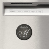 Aimant Élégant Damask Diamond Monogramme Enregistrer la d (In Situ (Lave-vaisselle))