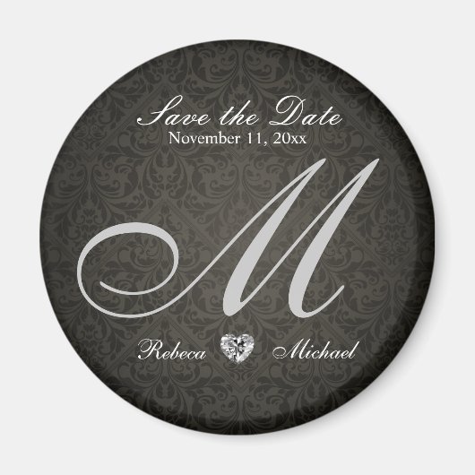 Aimant Élégant Damask Diamond Monogramme Enregistrer la d (Devant)