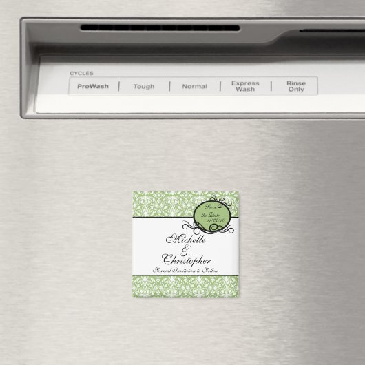 Aimant Elegant Damask Enregistrer l'aimant Date (In Situ (Lave-vaisselle))