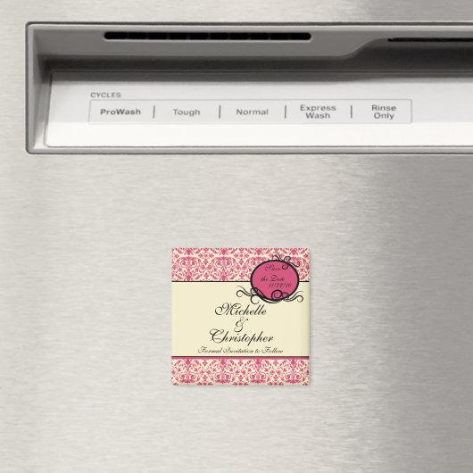 Aimant Elegant Damask Enregistrer l'aimant Date (In Situ (Lave-vaisselle))