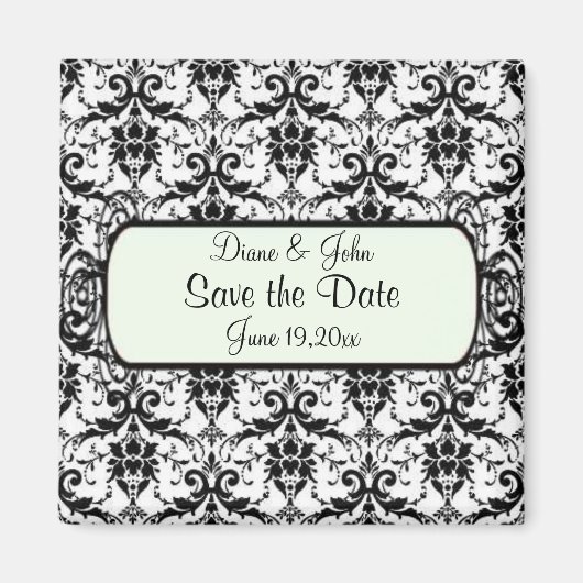 Aimant Élégant Damask Save The Date (Devant)