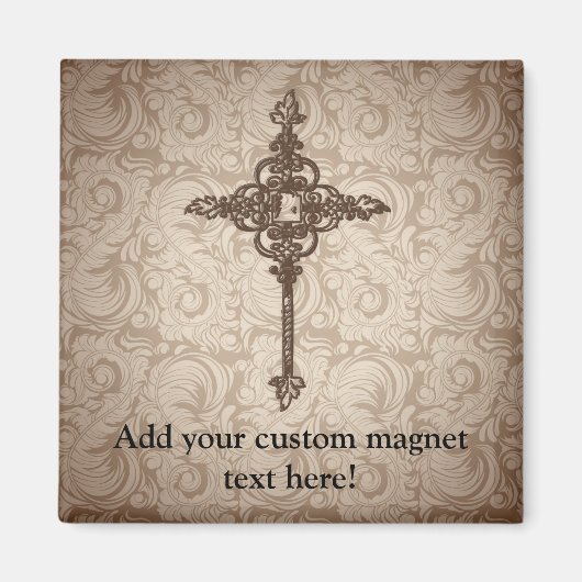 Aimant Élégant défilement Croix chrétienne avec Arrière - (Devant)