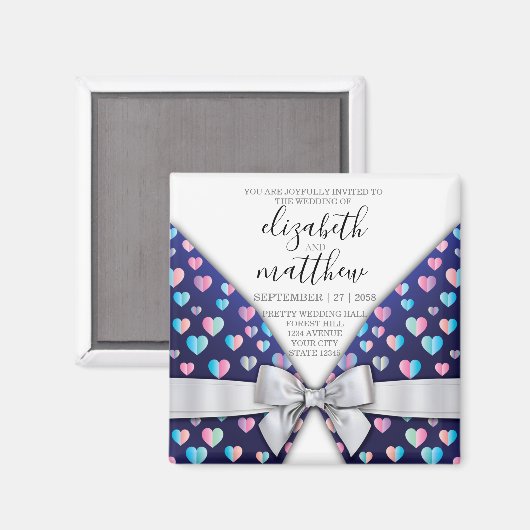 Aimant Elégant design moderne Bow and Heart Speckles (Recto/Verso)