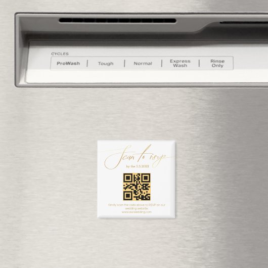 Aimant élégant écriture dorée rsvp qr code mariage (In Situ (Lave-vaisselle))