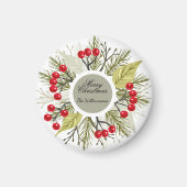 Aimant Elegant Editable Christmas Circle Sticker (Devant)