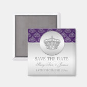 Aimant Élégant Enregistrer La Date Couronne Royale Violet (Recto/Verso)