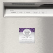 Aimant Élégant Enregistrer La Date Couronne Royale Violet (In Situ (Lave-vaisselle))