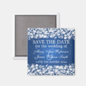 Aimant Élégant Enregistrer La Date Éblouissant Étoiles Bl (Recto/Verso)