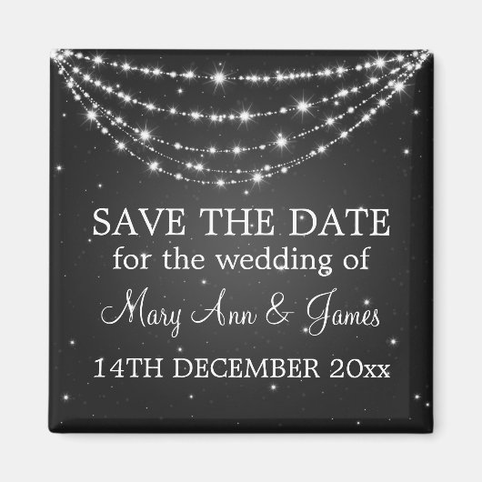 Aimant Élégant Enregistrer La Date Sparkling Chain Black (Devant)