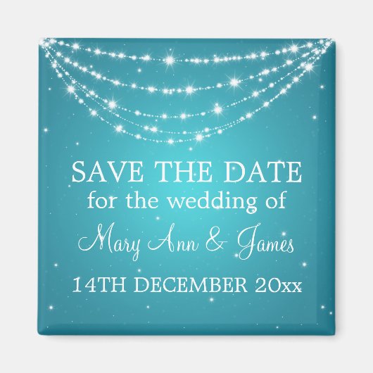 Aimant Élégant Enregistrer La Date Sparkling Chain Blue (Devant)